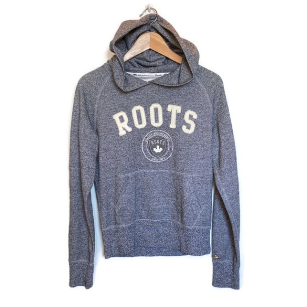 Roots Salt and Pepper Hoodie w Crest Sz S Vintage Y2k